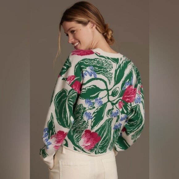 NWT Size M (P2P 22") -The Camryn Cropped Crewneck Sweater by Maeve (NWT US$ 98) - Picture 5 of 16